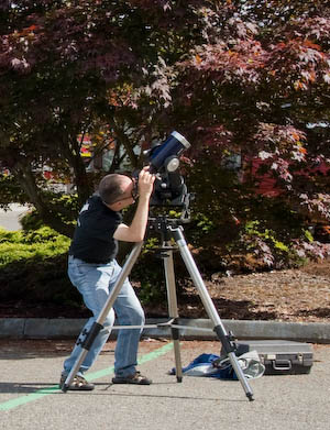 Tom aiming the telescope