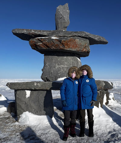 Cathy and Tom at Churchill inukshuk