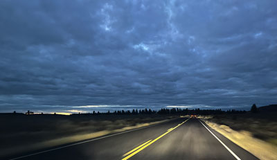 pre-dawn cloud cover driving toward Paisley, OR