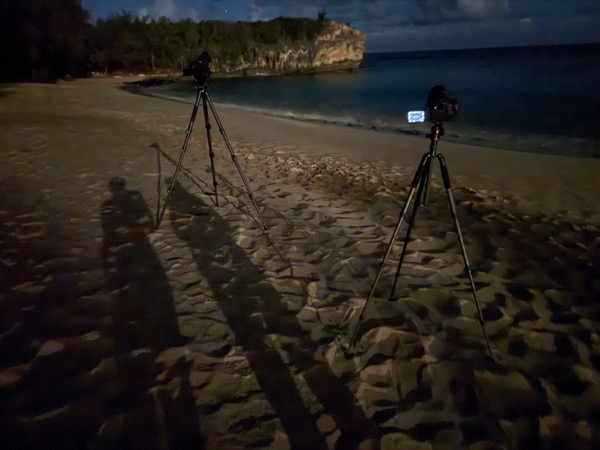 Moon shadows from Shipwreck Beach