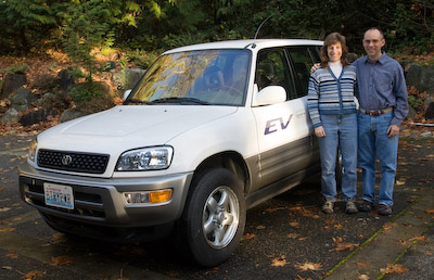 Cathy and Tom with their RAV4-EV