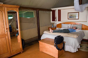 Zulu Nyala Tent with Tom napping