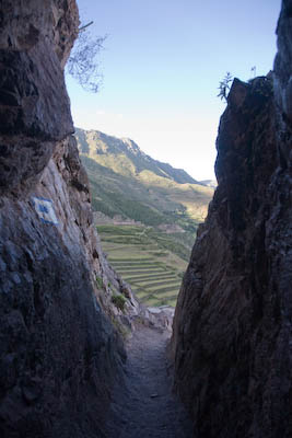 narrow tunnel on the Inca trail